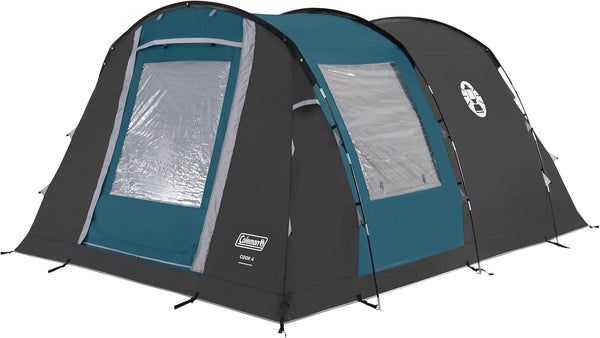 Coleman Cook 4 Family Tent | 4 Man Tunnel Tent with Separate Living And Sleeping Area | Easy To Pitch | 4 Person Camping Tent | 3000mm Waterproof | with Sewn-in Groundsheet