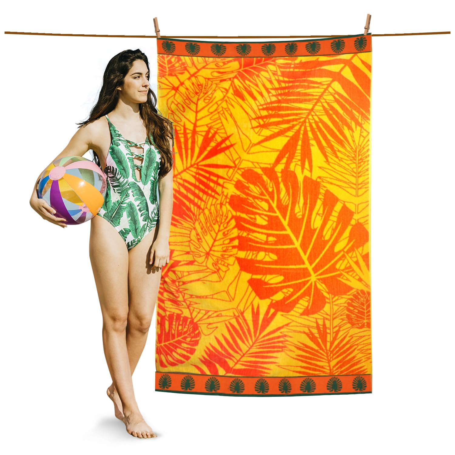 GC GAVENO CAVAILIA 1Pack 500 GSM Beach Towels For Adult, Lightweight & Super Absorbent Quick Dry Towels, Pool Towel, Camping Large Towel, Tropical