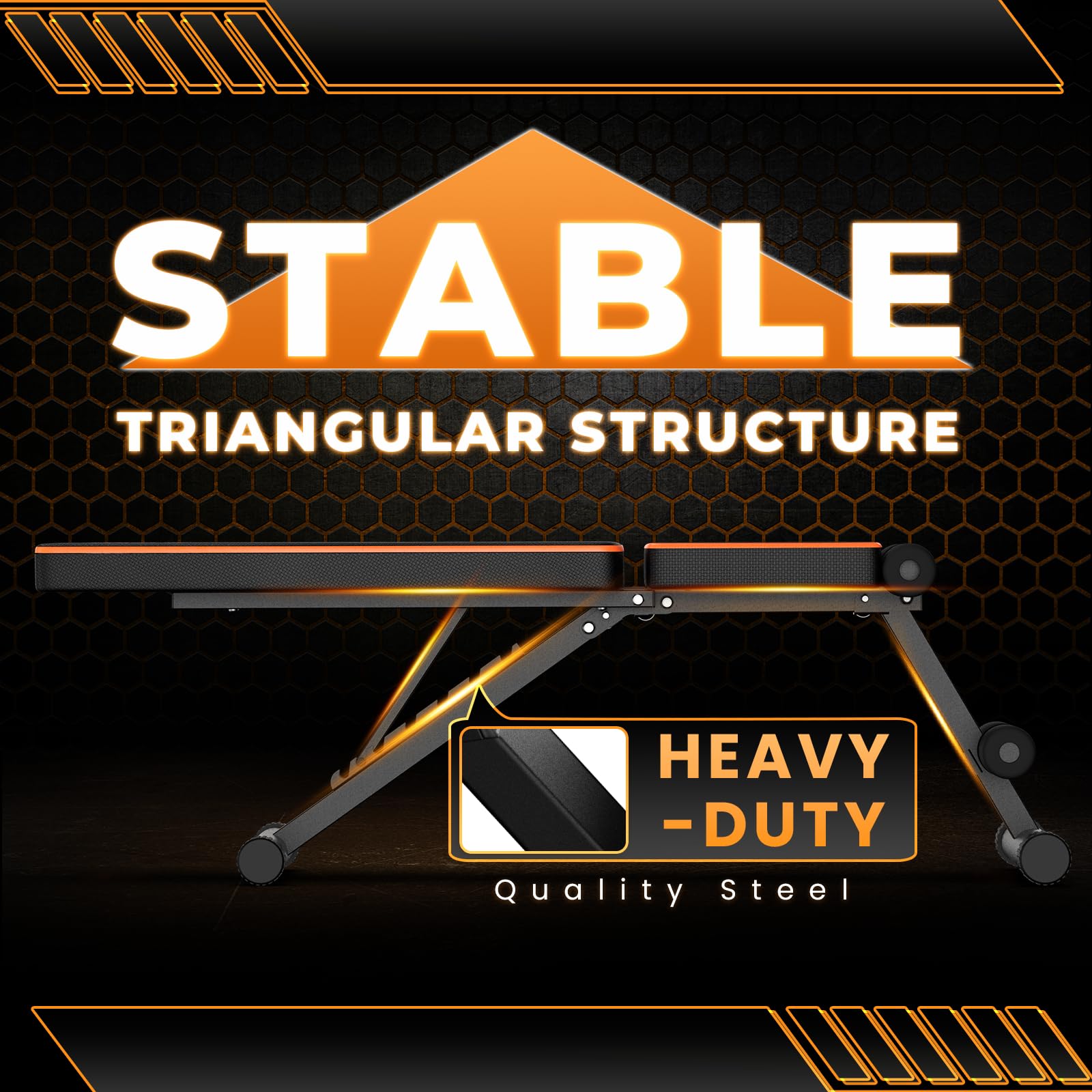 Dskeuzeew Weight Bench, 660 LB Stable Workout Bench, 8 Backrest Adjustments, Adjustable Strength Training Bench for Full Body Workout with Fast Folding