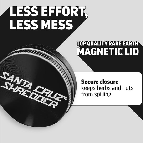 Santa Cruz Shredder Metal Herb Grinder Knurled Top for Stronger Grip 2-Piece 2.7" (Black)