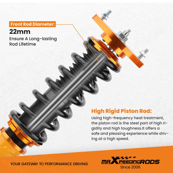 maXpeedingrods Coilovers for Toyota Corolla E90 E100 E110 AE92 AE101 AE111 1988-1999, Spring Shock Absorber Suspension Kit Strut, Adjustable Height Amortiguador Lowering Kits Gold