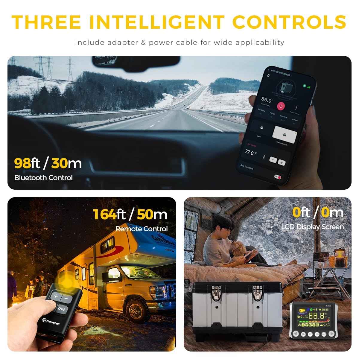 8KW TB10 Toolbox Diesel Air Heater, AC 240V DC12V 24V Night Parking Heater, w/ 5500m Adaptive Plateau, Auto Start - Stop, Ventilation Mode, LCD Panel & APP control, for Campervan Car Trucks RV Trailer