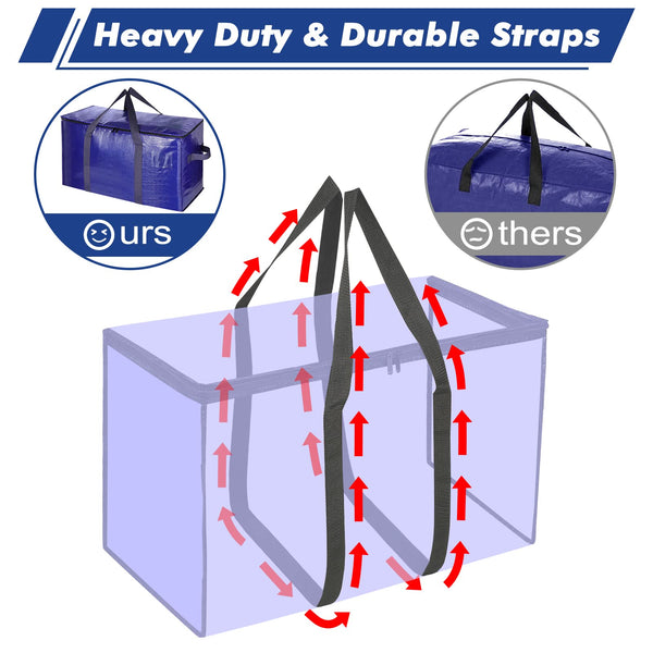 Uhogo 110L 6 Pack Heavy Duty Extra Large Storage Bags - Thicker Waterproof Storage Bags with Zips for Moving, Travelling, Camping, University, Garden