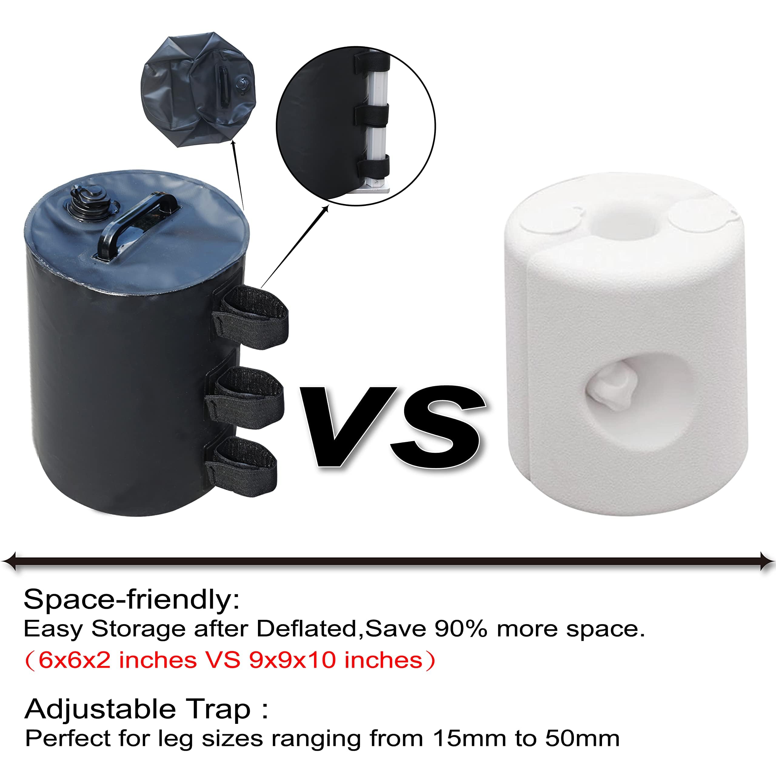 ABCCANOPY Gazebo Water Weights Bag, Portable Leg Weights Water Fillable Weights for Pop up Gazebo Canopy,4 Pcs-Pack (Black)