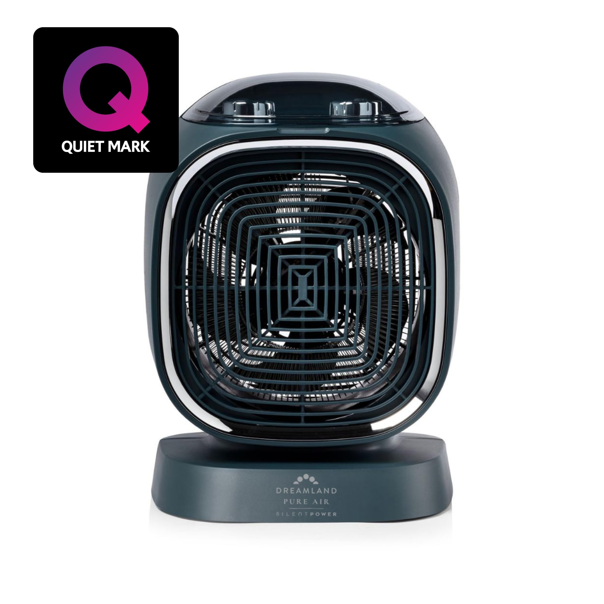 Dreamland Silent Power Pure Portable Fan Heater - Low Energy for Home Use, Quick Heat Up with 4 Heating Modes, Silent Space Heater, Energy Efficient Ionizer and Air-Purifying Heating Technology