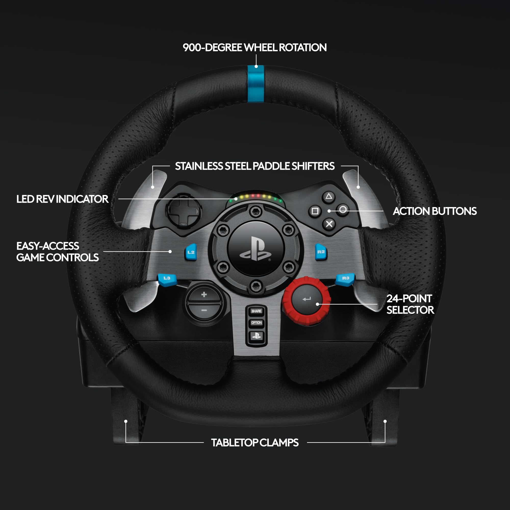 Logitech G G29 Driving Force Racing Wheel and Floor Pedals, Real Force Feedback, Stainless Steel Paddle Shifters, Steering Wheel Cover for PS5, PS4, PC, Mac - Black
