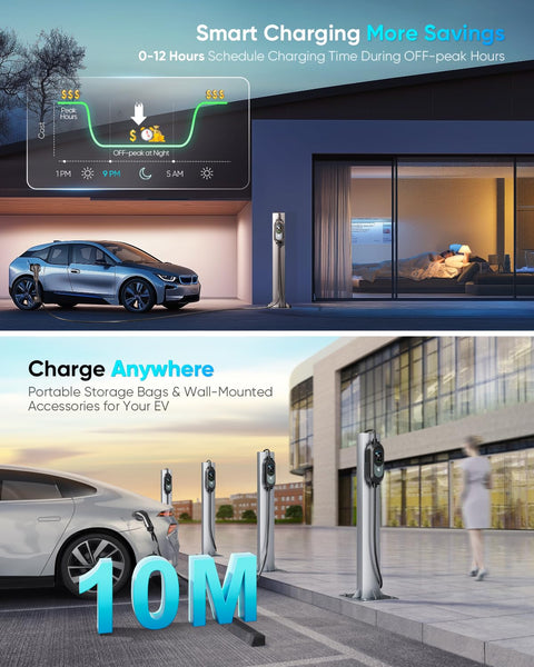 EV Charger Cable Type 2 to 3 Pin Plug 8M/26.25Ft, Max 3.1kW [6-13A] Electric Car Charger, Portable Car Type 2 Charging Cable 3 Pin with 2.4″ LED Screen, 12H Timing Delay, IP67/IP65 for EVs & PHEVs