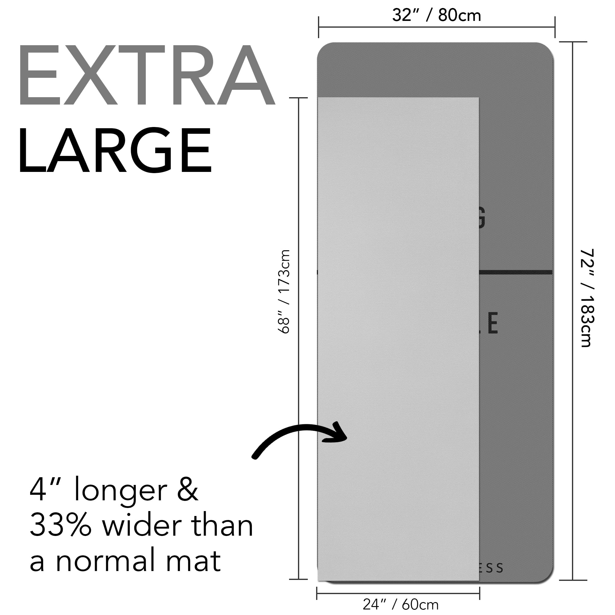 Large Exercise Mat  Extra Wide & Extra Thick Yoga Mat (183cm x 80cm x 10mm), TPE Fitness Mat with Free Carry Straps, Perfect for HiiT Home Workouts &