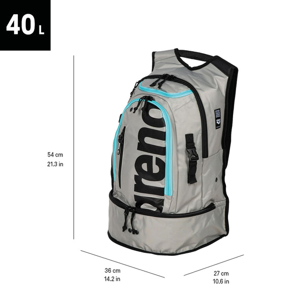 Arena Fastpack 3.0 Sporty Backpack for Swimming, Sea, Gym and Sports, Water-Repellent Travel Bag with Padded Shoulder Straps, Shoe and Wet Clothes Compartment, 40 litres