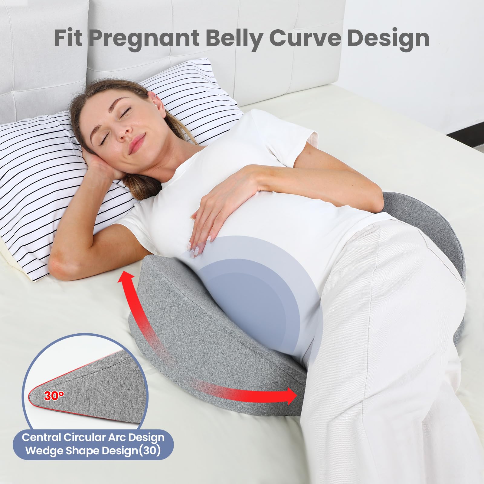 WEIKA Pregnancy Wedge Pillow for Sleeping, Memory Foam Maternity pillow for pregnant women, Pregnancy Body Pillow with Removable, Washable Cover,