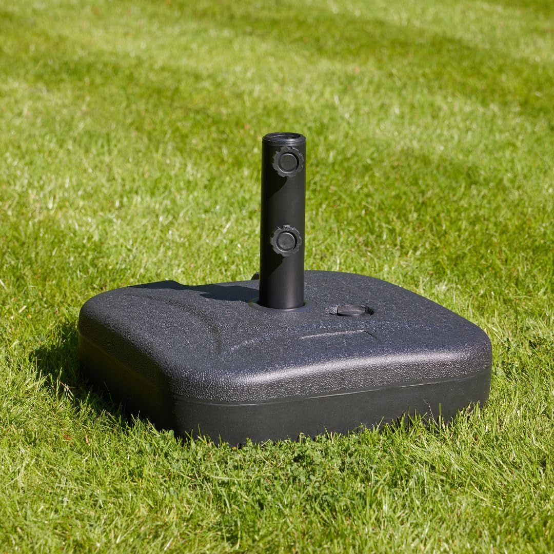 Alfresia 2.7 Metre Parasol - Round with Push Button Tilt, Outdoor Table Parasol Umbrella with Crank Handle, Garden Patio Sun Shade, Grey, Easy Assemble