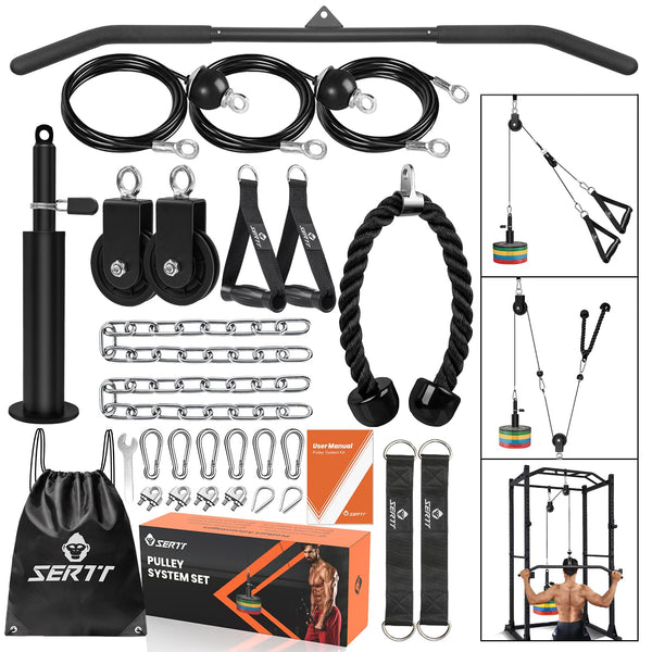 SERTT Weight Pulley System Gym, Pulley Pro Home Cable Pulley System gym for Lat Pull Down, Biceps Curl, Triceps, Shoulders, Back, Forearm Workout, DIY