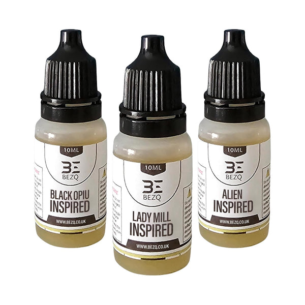BEZQ (Pack of 3), 10ml Refill Scent Oil Set, Lady Mill Inspired, Alien, Black Opiu, for Car Diffusers, USB Diffusers, Candle Making, Wax Melts