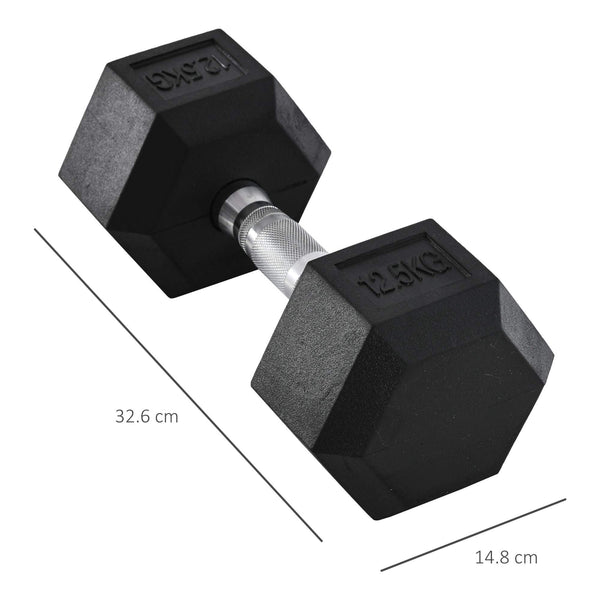 HOMCOM 12.5KG/15KG/17.5KG/20KG Single Rubber Hex Dumbbell Portable Hand Weights Dumbbell for Home Gym Workout Fitness