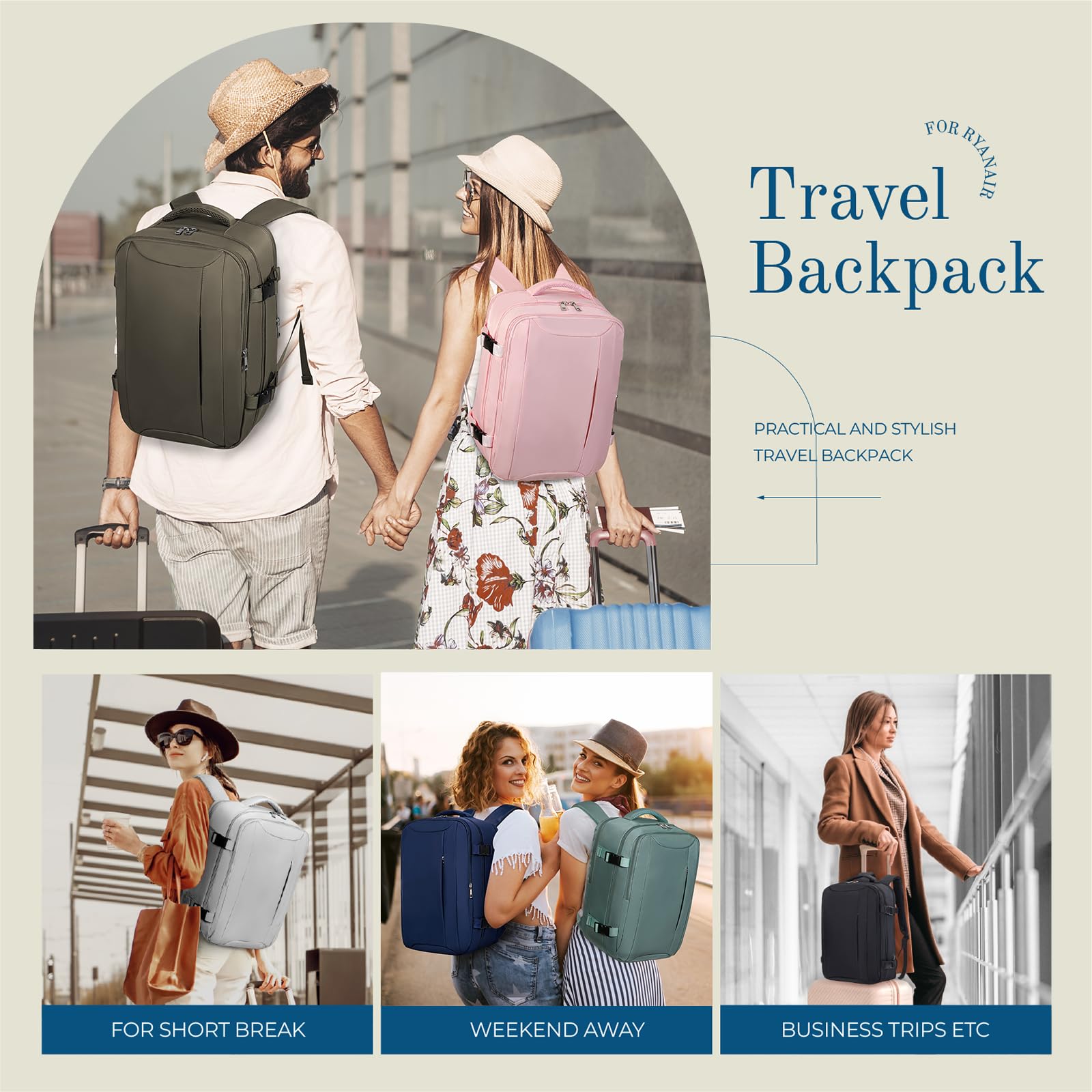 Cabin Bag 45x36x20 for New Easyjet, Underseat Cabin Luggage Bags Carry on Travel Backpack Cabin Size for Airplanes, 30L Hand Luggage Suitcase Water Resistant Laptop Backpacks Black