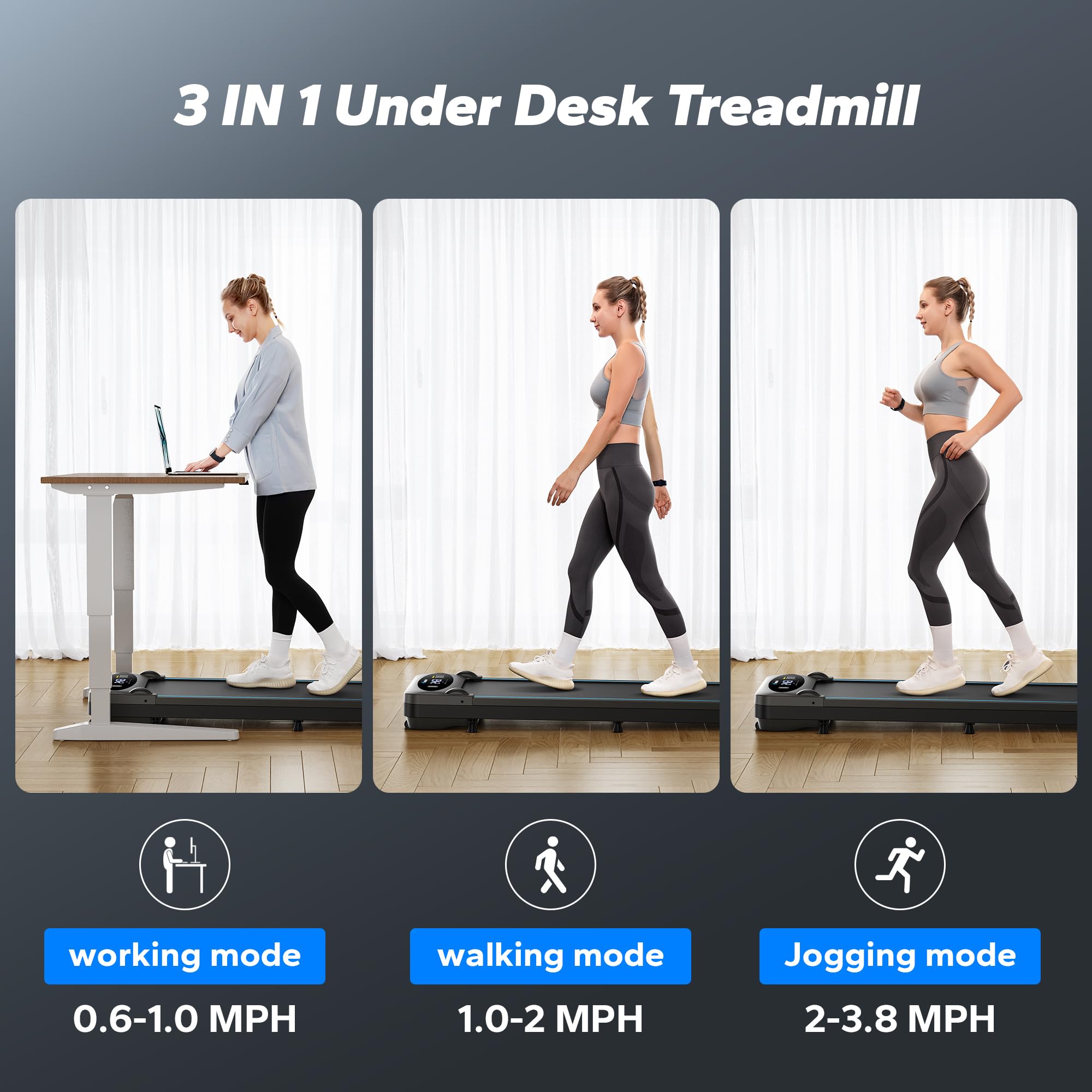 MERACH Walking Pad Treadmill for Home, Under Desk Treadmill, Walking Treadmills 3 in 1 for Home/Office, 265LBS Capacity, 2.75HP Portable Treadmills with Magnetic Remote Control, LED Display