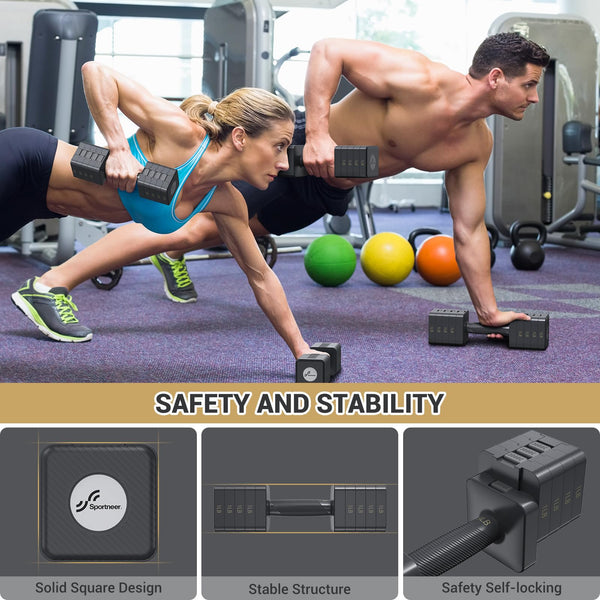 Sportneer Adjustable Dumbbells Set: Each 3-11lbs (1.4-5kg), 5-in-1 Weights Dumbbells Set, Dumbbells Set for Men, for Home Gym Fitness Strength