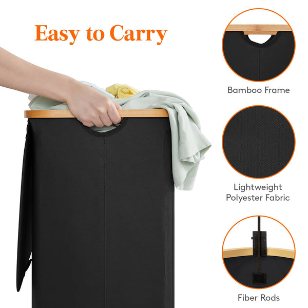 Lifewit 150L Laundry Basket with Lid, Clothes Hampers for Laundry with Bamboo Handles and Removable Laundry Bags, Large Foldable Laundry Hamper for