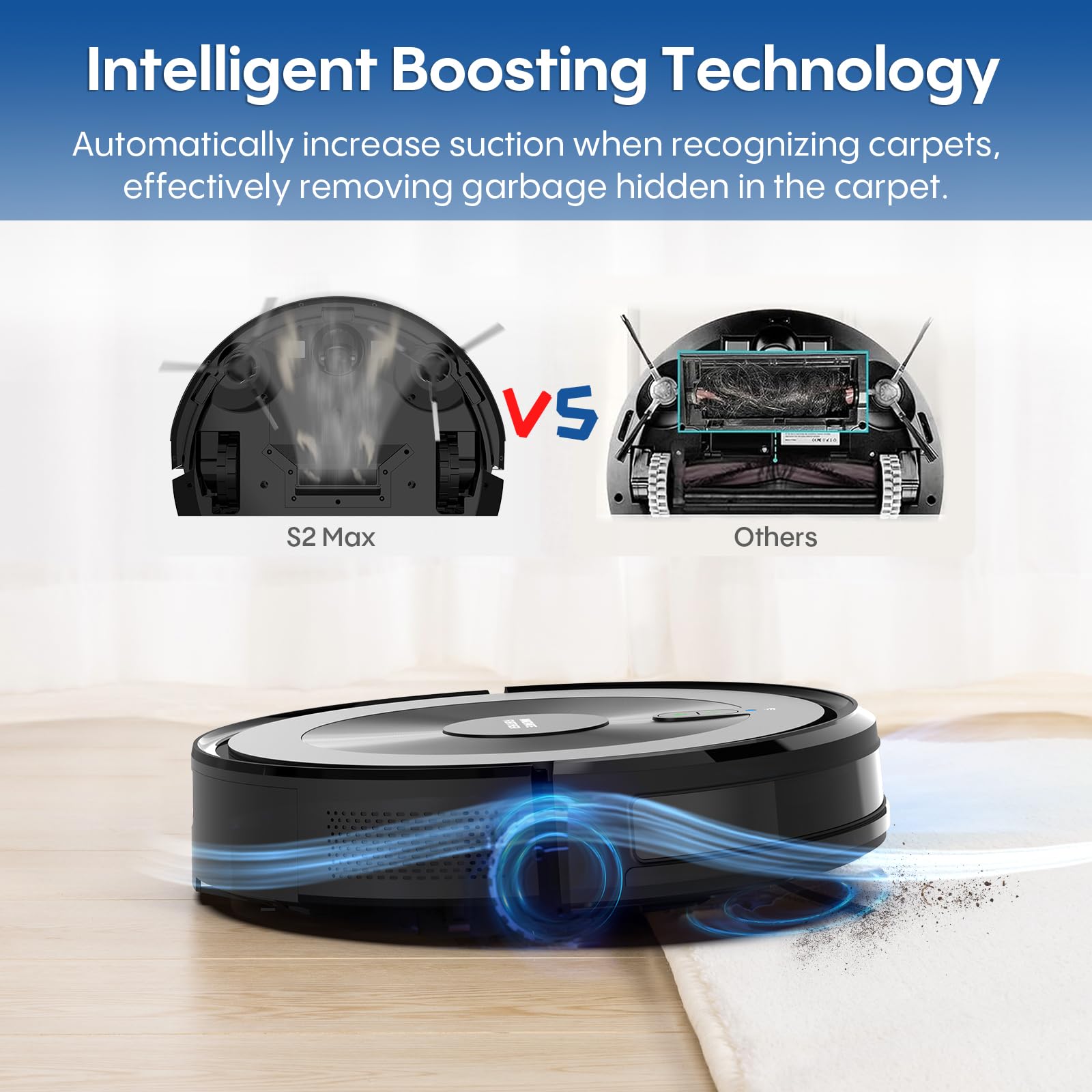 Deenkee Robot Vacuum 4000Pa Strong Suction, Robot Vacuum Cleaner with Mop 7.8cm Ultra-Slim & Schedule & Wifi/APP/Alexa Control, Self-Charging Clean Robot Vacuum and Mop (Light Black)