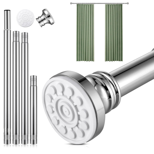 Tension Rods for Curtains,No Drilling Extendable Shower & Net Curtain Pole,Adjustable Telescopic Rail for Bathroom,Kitchen,Wardrobe,Door,Stainless