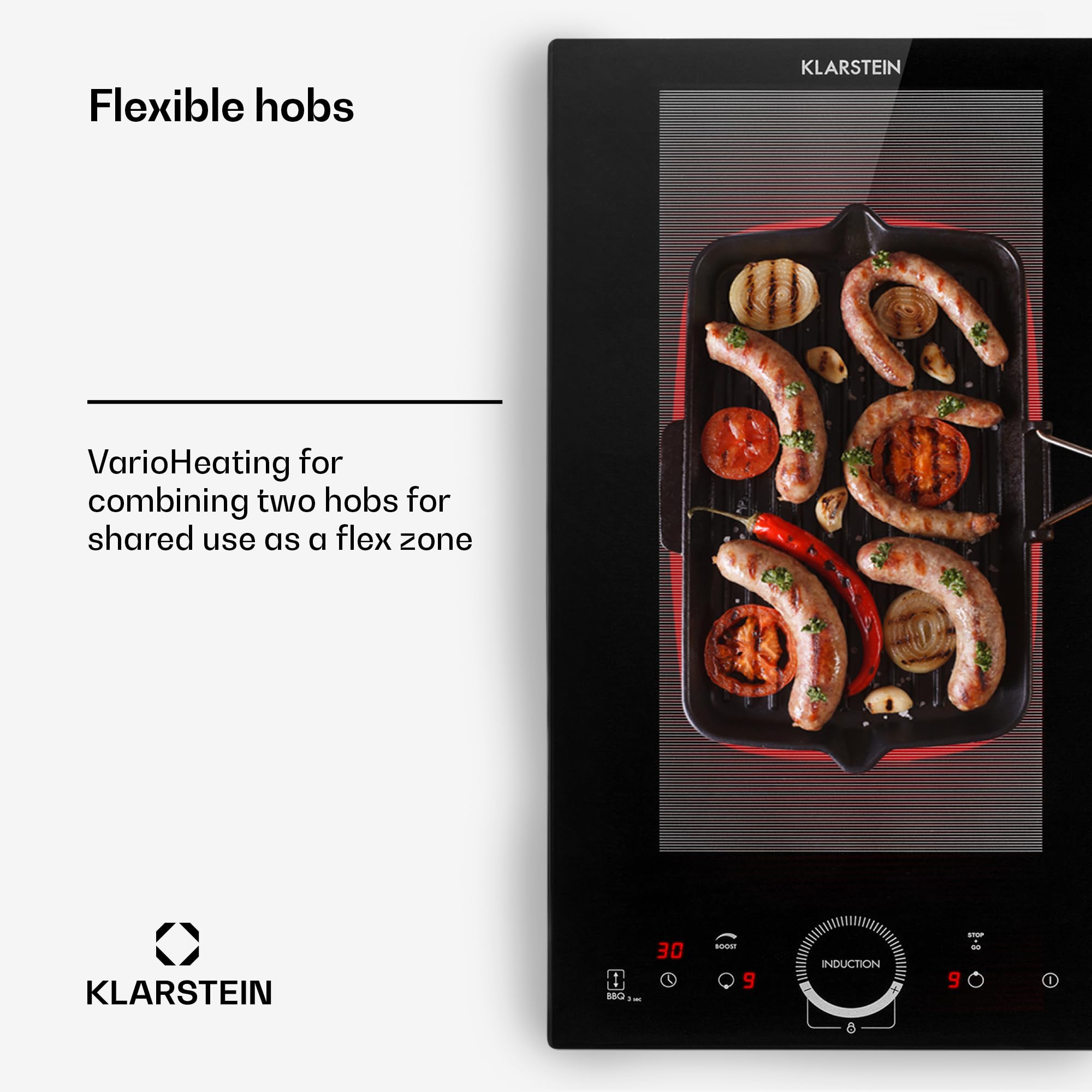 Klarstein Induction Hob, 7000W Electric Hobs Induction Cooker, 4 Ring Electric Pan Hob, Built-In Table Top Cookers w/ 4 Hobs, Touch Control, Inductions Heater Cooktops, Hot Plates for Cooking