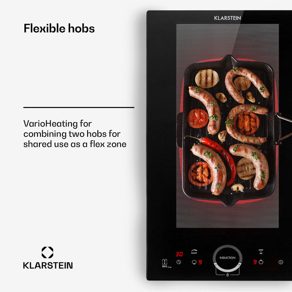 Klarstein Induction Hob, 7000W Electric Hobs Induction Cooker, 4 Ring Electric Pan Hob, Built-In Table Top Cookers w/ 4 Hobs, Touch Control, Inductions Heater Cooktops, Hot Plates for Cooking
