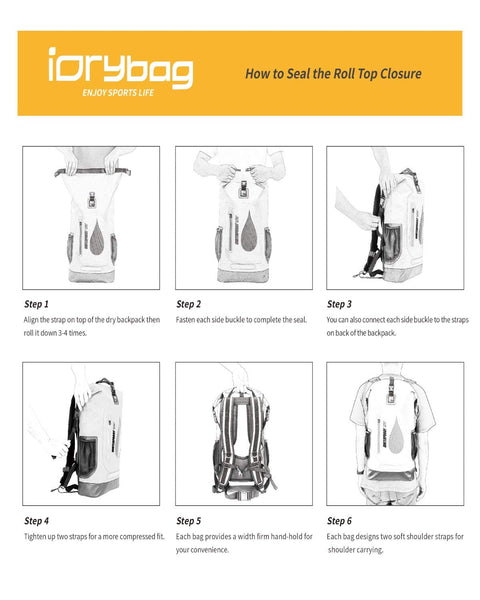 IDRYBAG Waterproof Backpack Marine Dry Bag Water Sports, Floating Bag Backpack Waterproof Durable for Kayaking