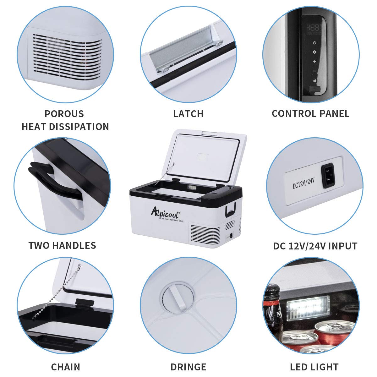 Alpicool G22 22L Compressor Car Fridge Freezer, DC 12v Camping Refrigerator, Portable Mini Cool Box for TruckCampervanRVBoat, -20℃ to 20℃