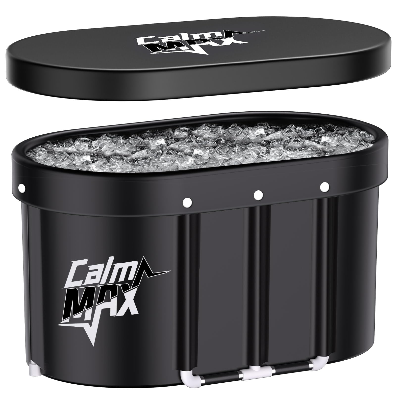 CalmMax Oval Ice Bath Tub with Lid for Athletes 492L Portable Cold Plunge Tub for Cold Water Therapy 5 Layers Ice Baths at Home Outdoor Gym - 105cm