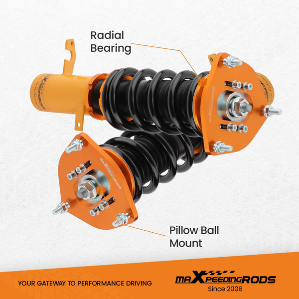 maXpeedingrods Coilovers for Toyota Corolla E90 E100 E110 AE92 AE101 AE111 1988-1999, Spring Shock Absorber Suspension Kit Strut, Adjustable Height Amortiguador Lowering Kits Gold