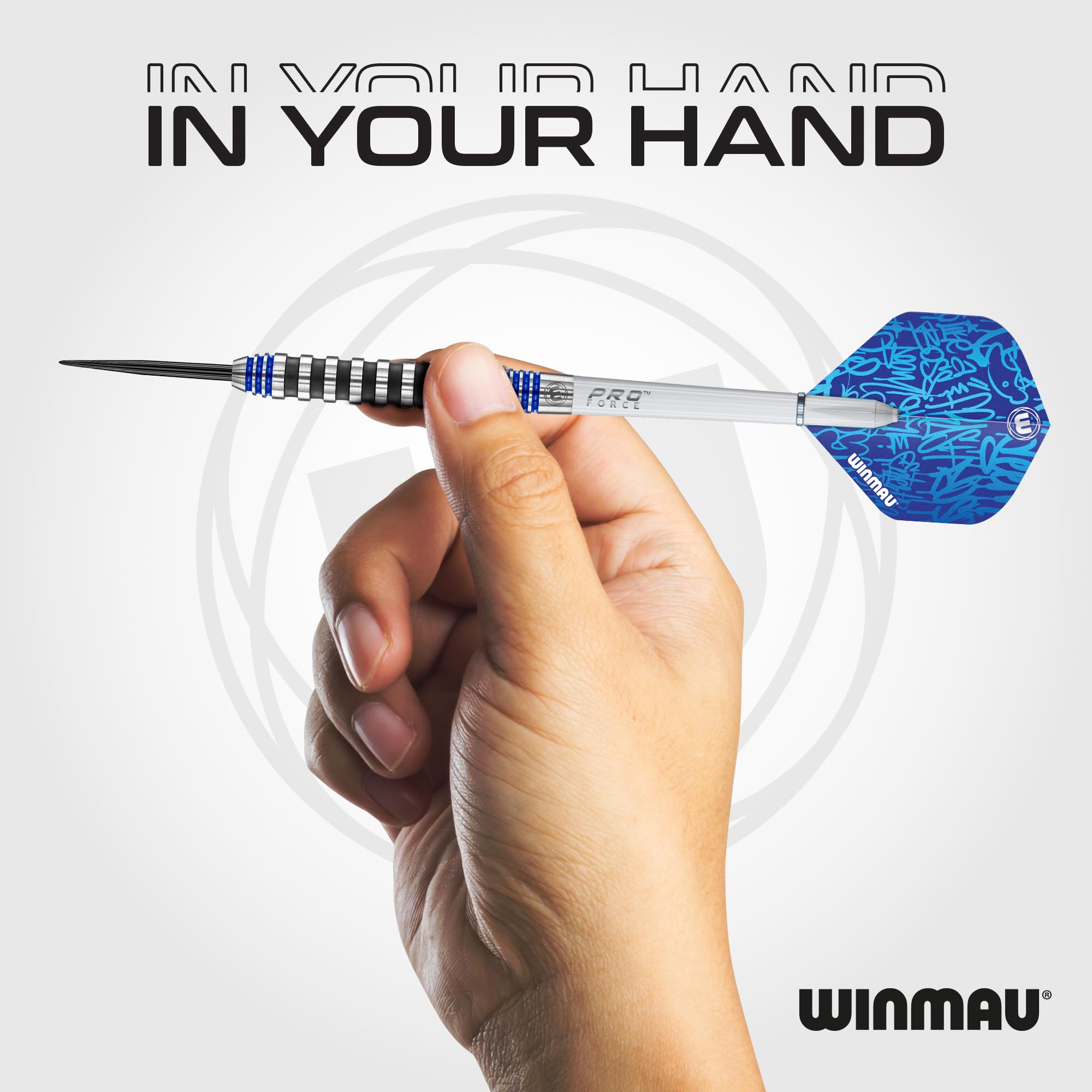WINMAU Advance 500 Series Tungsten Blue 22 Gram Steeltip Darts Set with Flights and Shafts (Stems)
