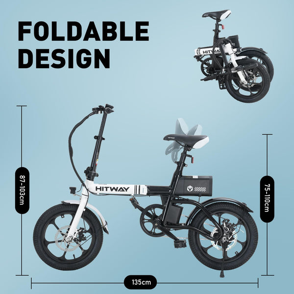 HITWAY BK35 Folding Electric Bike, 16 inch E Bike 250W City E-Bike Max.Range 25-60KM