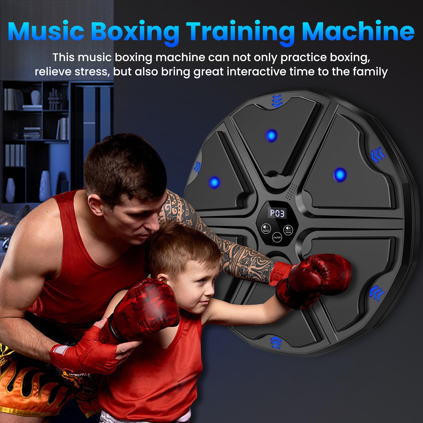 prettop Music Boxing Machine, Smart Bluetooth Boxing Machine with Gloves, Wall Mounted Punching Machine with 9 Level Speed & Mode Adjustment with LED Light for Kids or Adult to Exercise