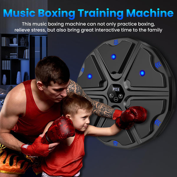 prettop Music Boxing Machine, Smart Bluetooth Boxing Machine with Gloves, Wall Mounted Punching Machine with 9 Level Speed & Mode Adjustment with LED Light for Kids or Adult to Exercise