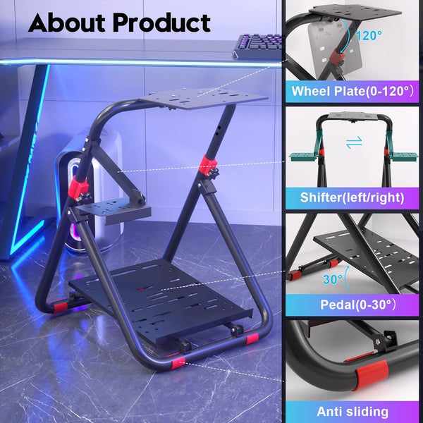 DIWANGUS UK Steering Wheel Stand for Logitech G29/G920/G923, Foldable Racing Wheel Stand, Adjustable Height/Angle, Fit for Thrustmaster T300/T248(STAND ONLY)