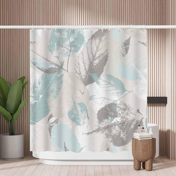 Woutay Shower Curtain Water Repellant Fabric Abstract Leaves Grunge Texture,Mould Proof Resistant,Polyester,with 12 Plastic Hooks