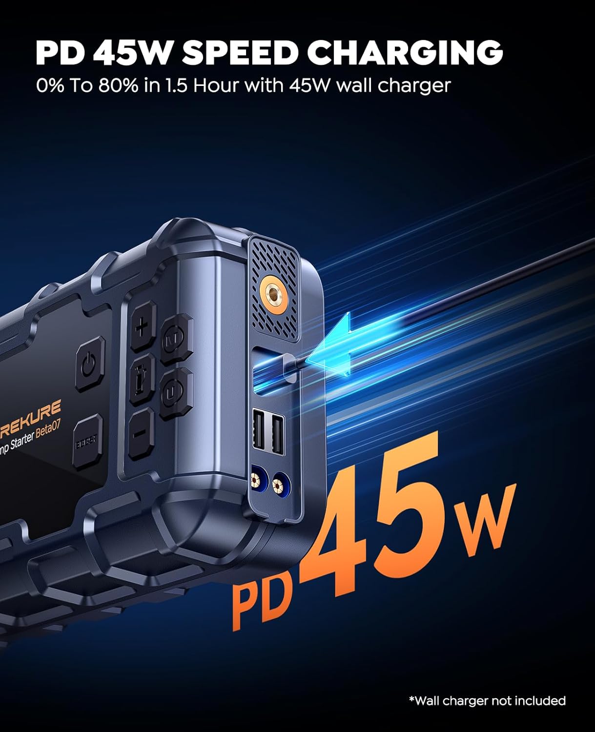 TREKURE 7-IN-1 6000A Jump Starter Power Pack with 160PSI Air Compressor, PD45W Charger with Car Battery Booster Jump Starter (all Gas/12L Diesel), Car Starter Power Bank, Gloves, Lights, QC3.0