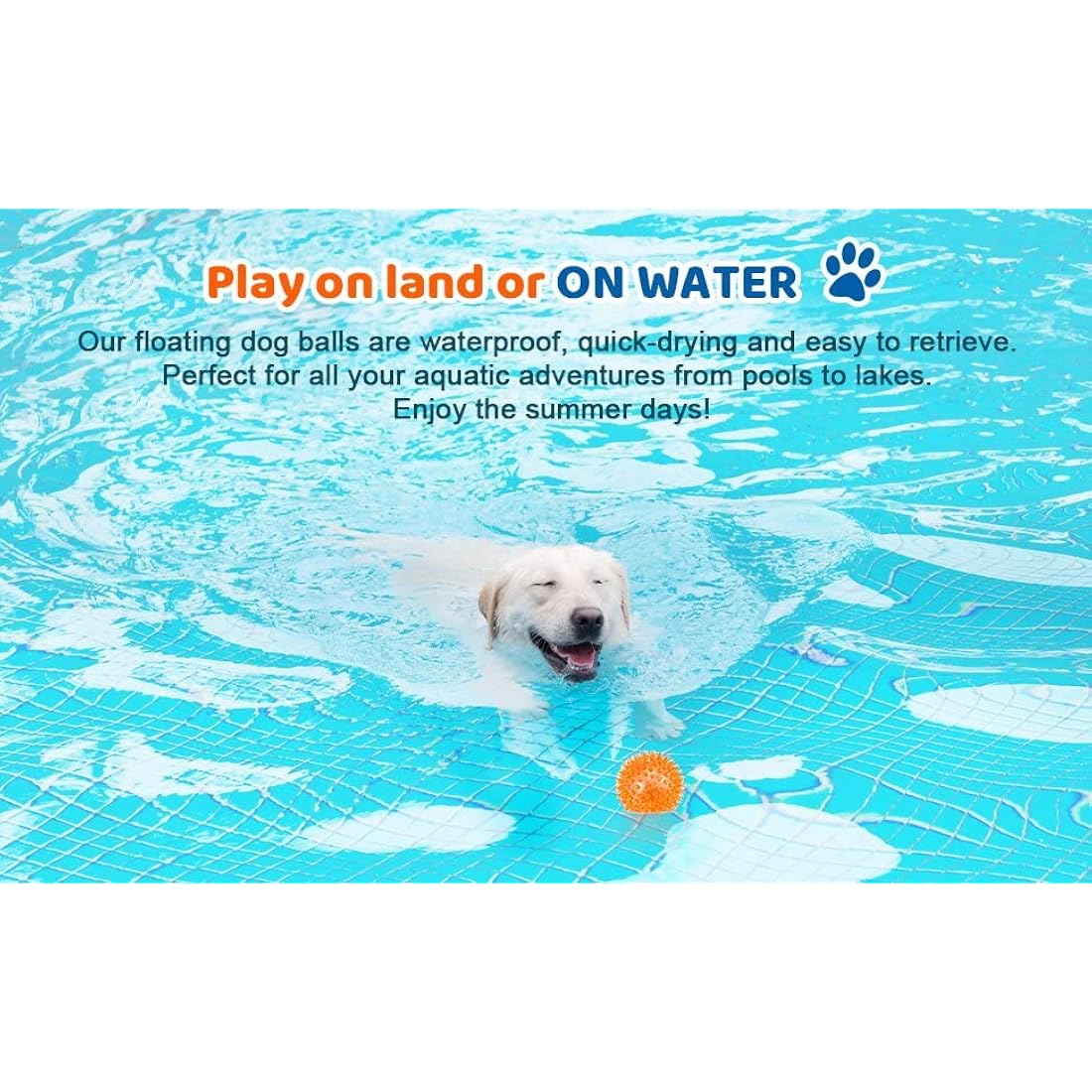 petizer 3-Pack Squeaky & Floating Dog Balls - Interactive Fetch Toys for Medium/Large Dogs