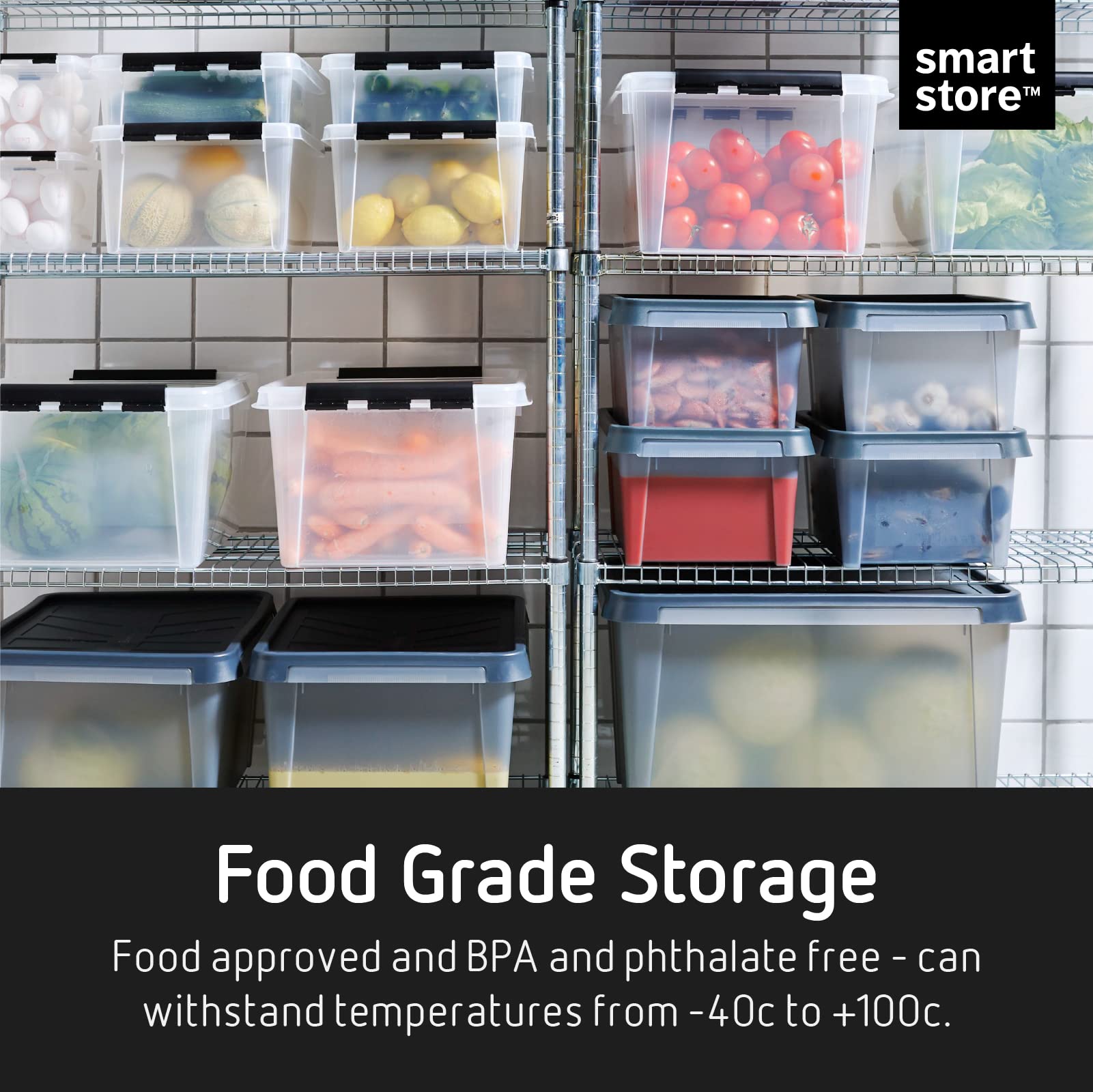 SmartStore 14L Clear Plastic Storage Boxes with Lid, 10 Pack, Reinforced, 10 Year Guarantee, Food Safe, Clip Locked, Stackable and Nestable, BPA Free