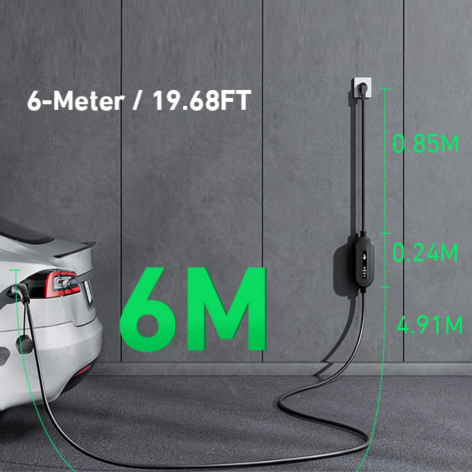 EVJUICION EV Charger Cable Type 2 to 3 Pin Plug 6M, Max. 2.3kW Portable Electric Car Charger, 10A Type 2 Charging Cable 3 Pin IP67/IP65, with LED Indicators&Carry Bag, for EVs and PHEVs (Black)