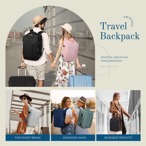 Cabin Bag 45x36x20 for New Easyjet, Underseat Cabin Luggage Bags Carry on Travel Backpack Cabin Size for Airplanes, 30L Hand Luggage Suitcase Water Resistant Laptop Backpacks Black