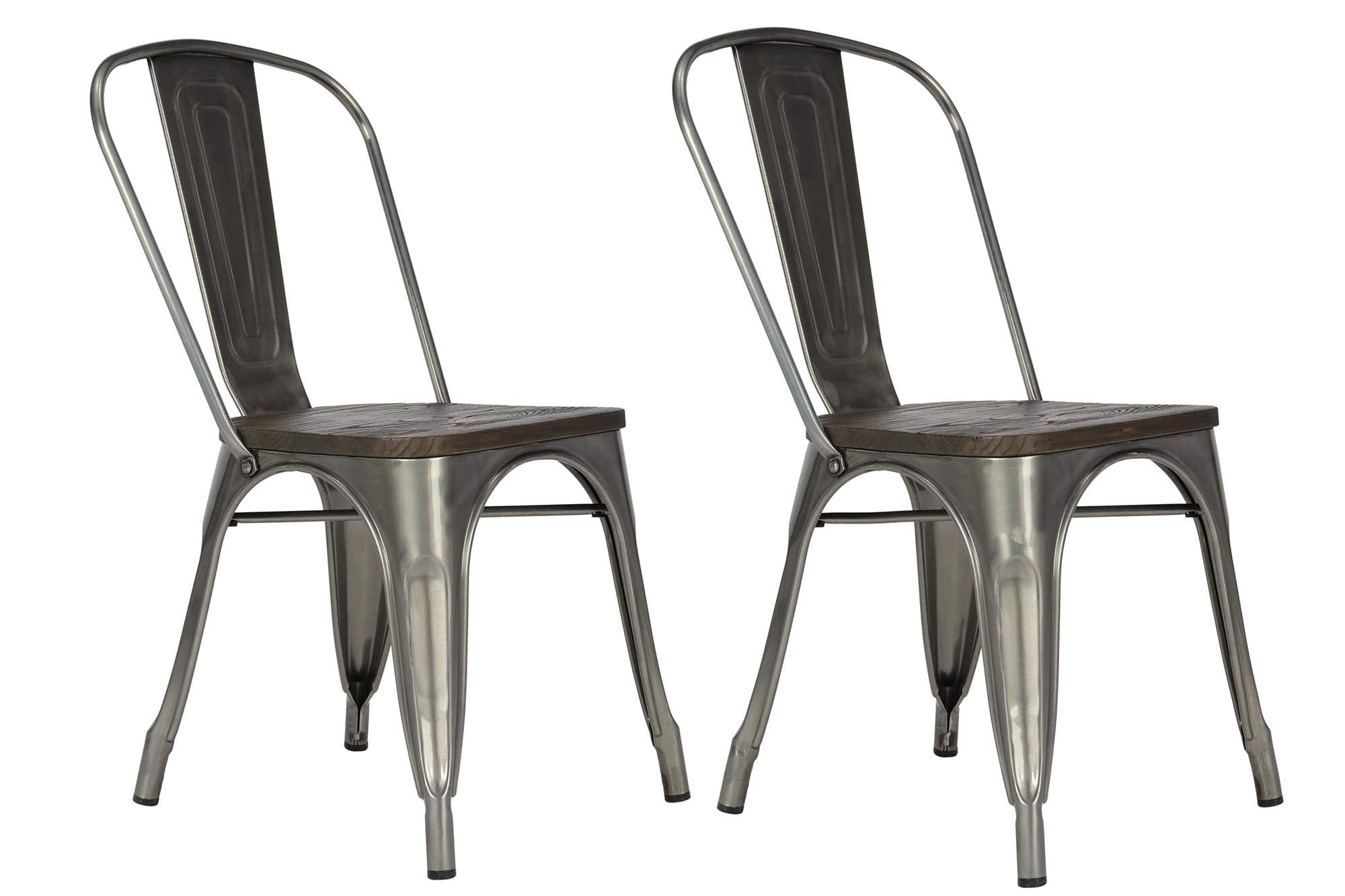 DHP Fusion Metal Dining Chair Gun Metal, Pack of 2