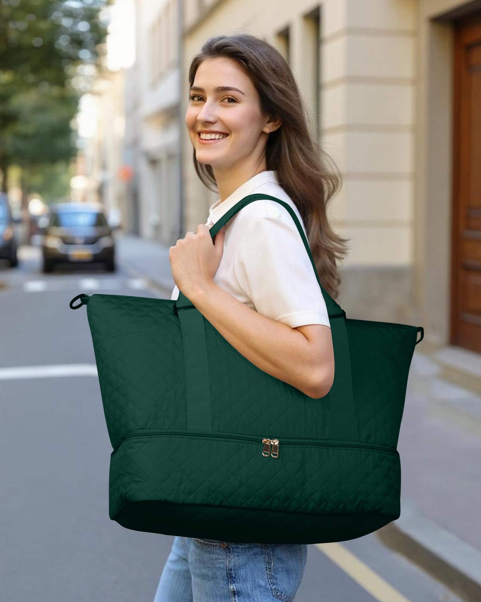 HOTOR Travel Bags for Women - Lightweight Overnight Holdall Bag, Large Carry on Luggage Weekend Bag with Shoe Compartment & Toiletry Bag, Travel Duffel Sport Gym Tote, Black, 34.0 x 45.0 x 20.0 cm