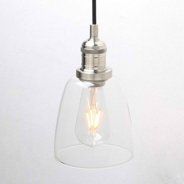 3 Head Chandelier Pendant Light Glass Shade Adjustable Cord Brushed Phansthy