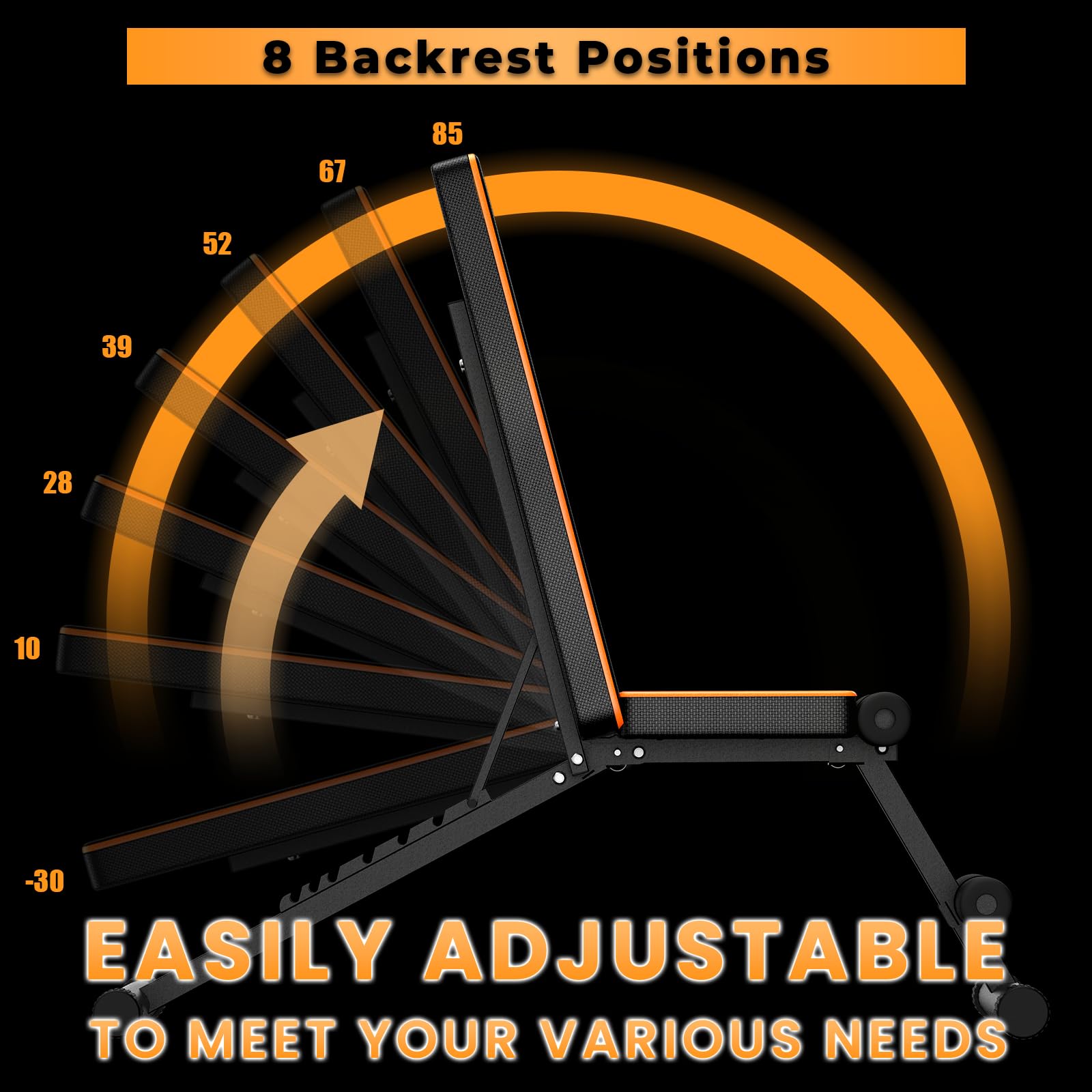 Dskeuzeew Weight Bench, 660 LB Stable Workout Bench, 8 Backrest Adjustments, Adjustable Strength Training Bench for Full Body Workout with Fast Folding