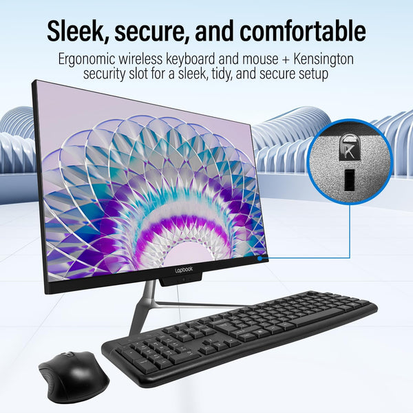 23.8" Full HD All in One Desktop Computer - 16GB RAM, 512GB SSD, Windows 11, Intel 13th Gen, Dual-Band WiFi, HDMI, USB 3.0, FHD IPS Display - AIO PC with Wireless Keyboard, Mouse, 2MP Web Camera