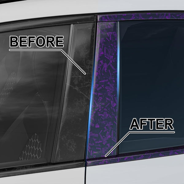 Purple Forged Carbon Fiber Vinyl Wrap, Foneso Self Adhesive Film, High Glossy Car Wrap Roll, Auto Interior Stickers Sheets Films Wraps Without Bubble for DIY Use 1ft x 5ft