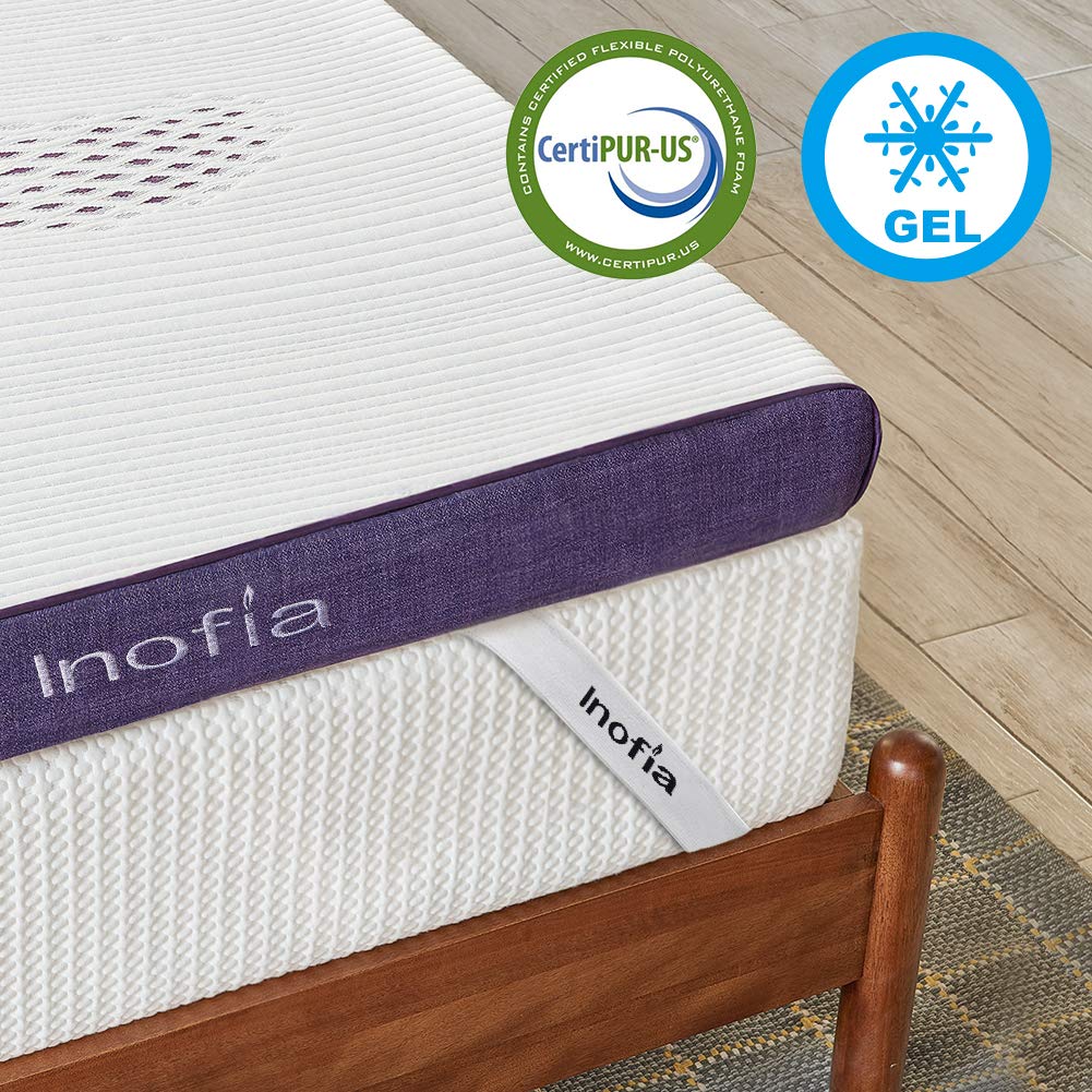 Inofia Sleep Gel Memory Foam Mattress Topper Double, 8CM GELEX Bed Topper with Washable Cover, Pressure Relief | Sleep Cooler, 2 Layer Foam for Rest Easy, 100-Night Home Trail (135x190)