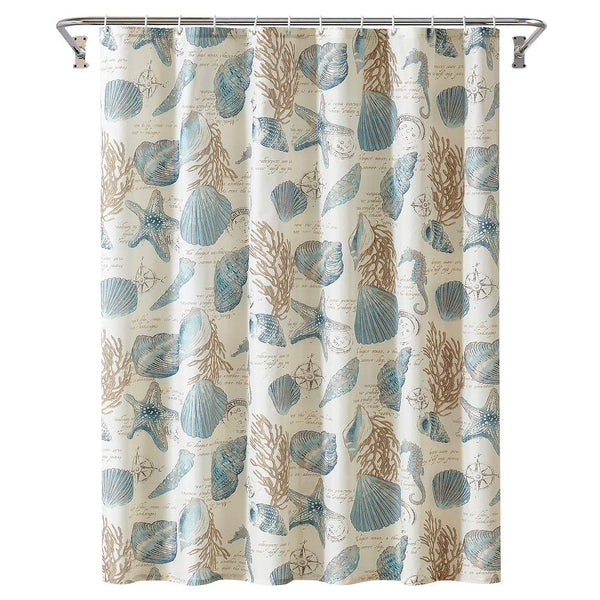 YOSTEV Starfish and Seashells Ivory Bathroom Fabric Shower Curtain with Hooks,Unique 3D Printing,Decorative Bathroom Accessories,Water