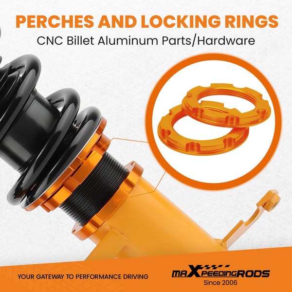 maXpeedingrods Coilovers for Toyota Corolla E90 E100 E110 AE92 AE101 AE111 1988-1999, Spring Shock Absorber Suspension Kit Strut, Adjustable Height Amortiguador Lowering Kits Gold